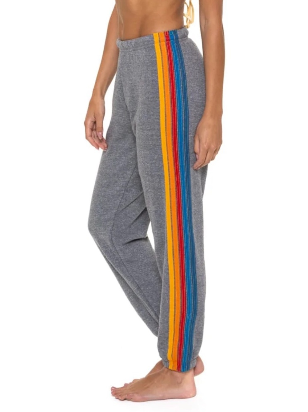 Aviator Nation 5 Stripe Sweatpants - Heather Grey